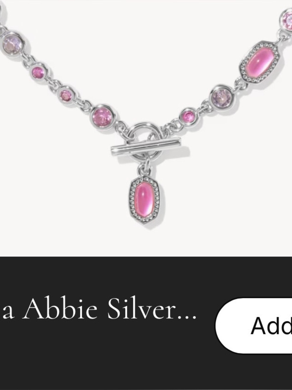 NWOT Kendra Scott Mini Elisa Abbie Silver Convertible Necklace w Pink Stones - Picture 4 of 4